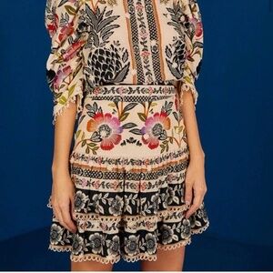 Farm Rio Women's Floral Ruffle Romantic Garden Mini Skirt Size XS